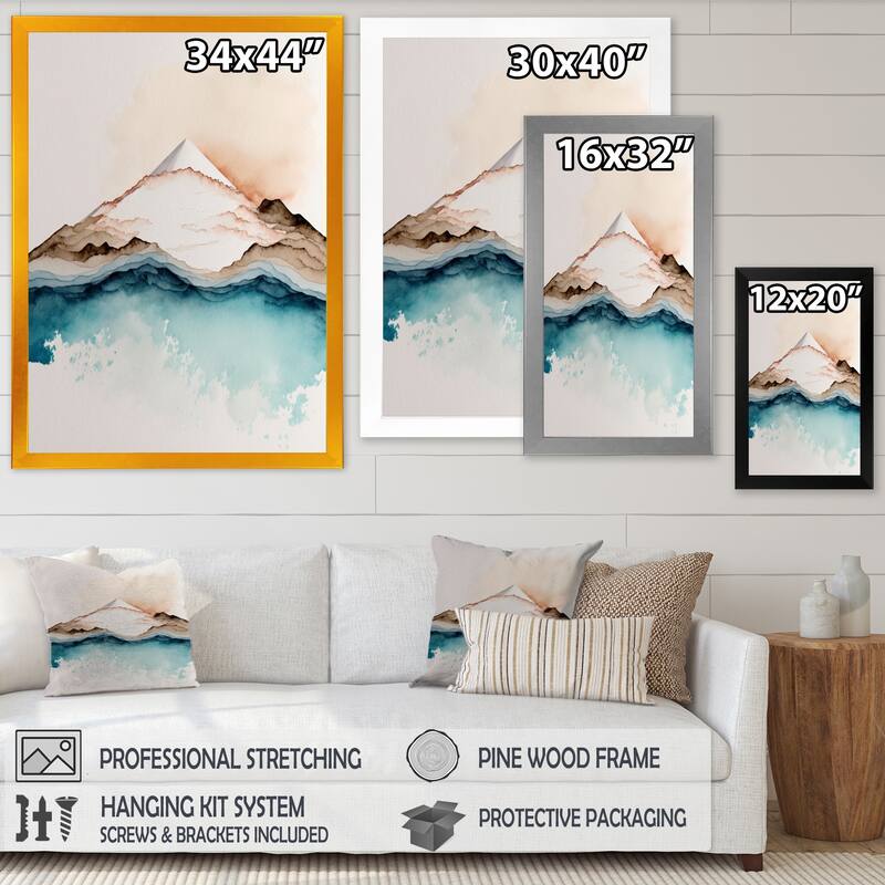 Designart "Blue And Grey Mountain Lake Reflection II" Landscape